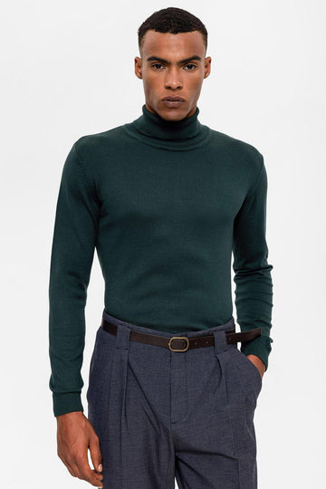 Green Pull à col roulé pour homme - Wessi