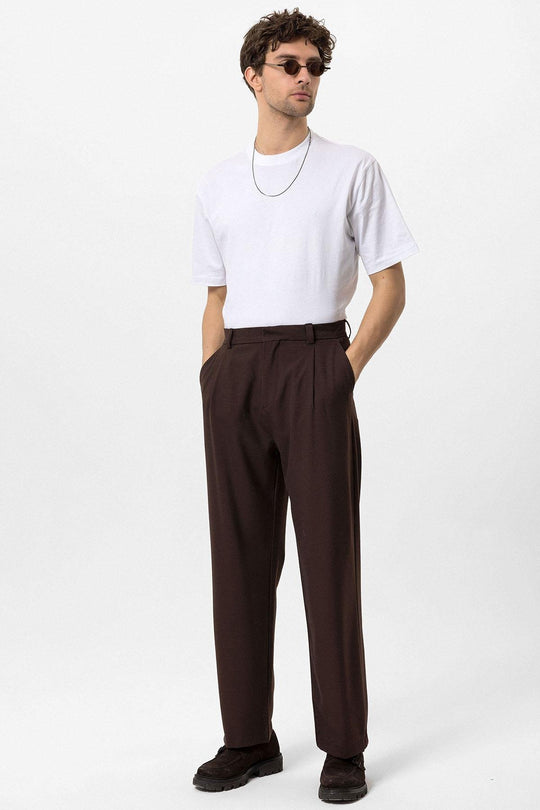 Pantalón Baggy Hombre Marrón Talle Alto - Wessi