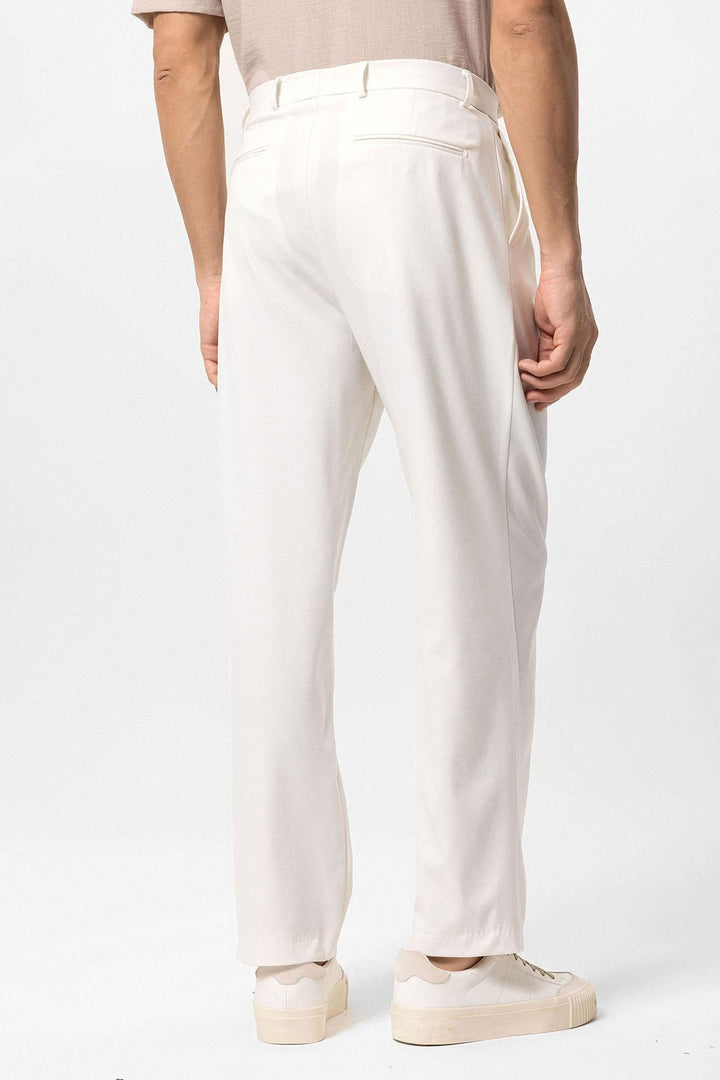 Men's Ecru High-Waisted Baggy  Pants - Wessi