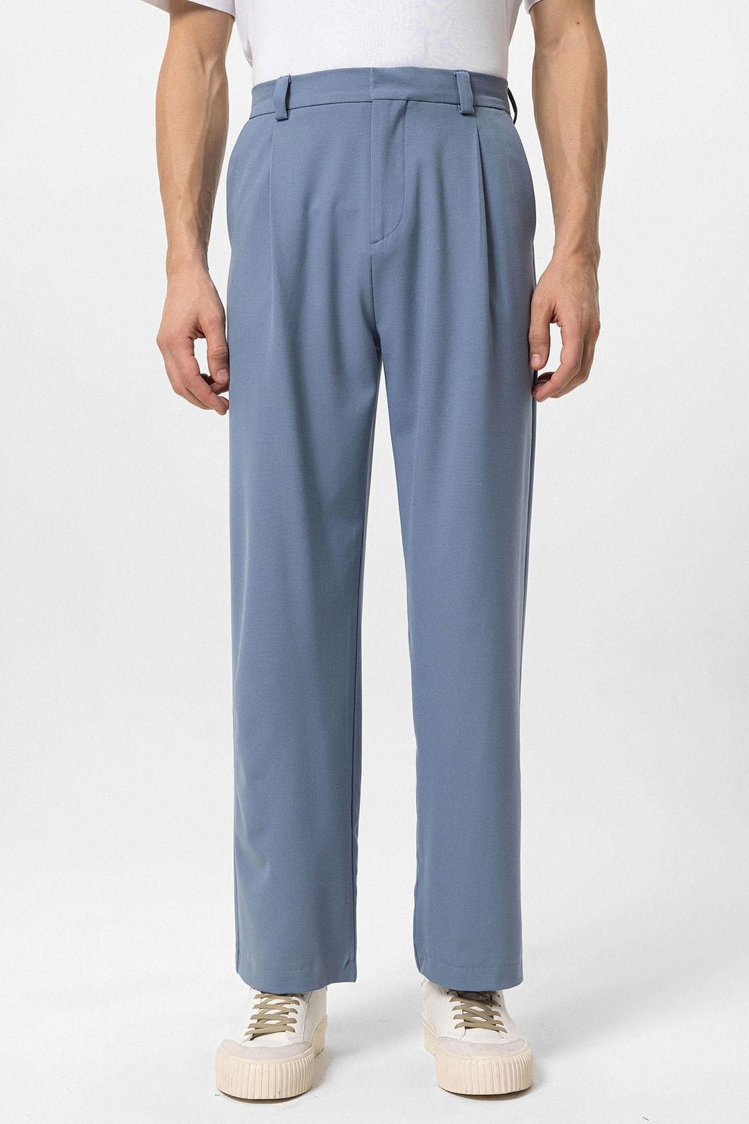 Men's Baby Blue High-Waisted Baggy  Pants - Wessi