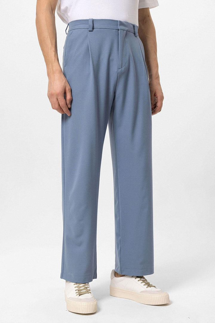 Men's Baby Blue High-Waisted Baggy  Pants - Wessi