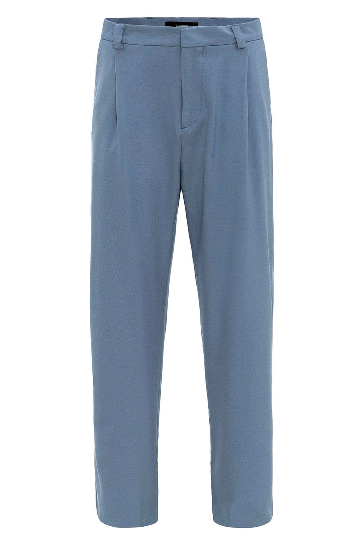 Men's Baby Blue High-Waisted Baggy  Pants - Wessi