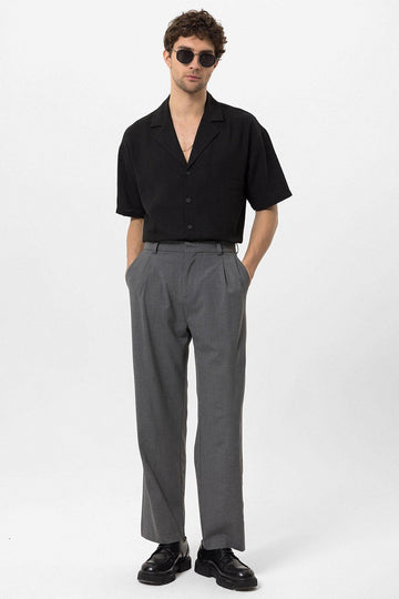 Pantalón Baggy Gris De Talle Alto Para Hombre - Wessi