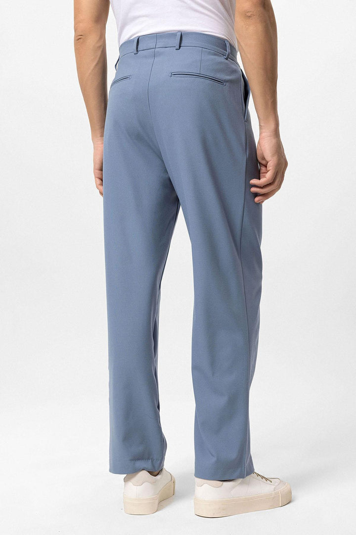 Men's Baby Blue High-Waisted Baggy  Pants - Wessi