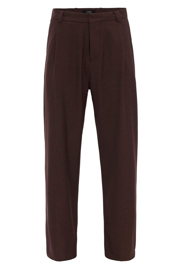 Men's Brown High-Waisted Baggy  Pants - Wessi
