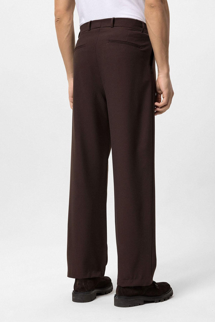 Men's Brown High-Waisted Baggy  Pants - Wessi