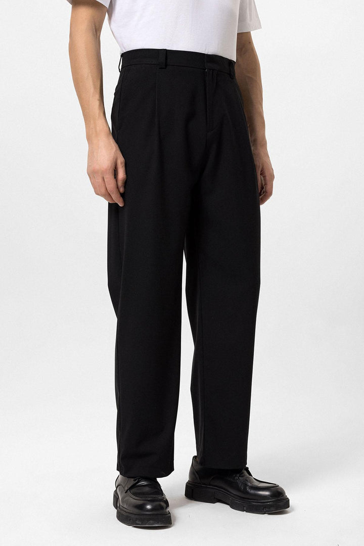 Men's Black High-Waisted Baggy  Pants - Wessi