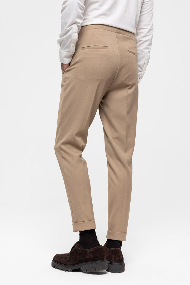 Pantalón de hombre de tejido plisado cintura alta (boyfriend) de visón - Wessi
