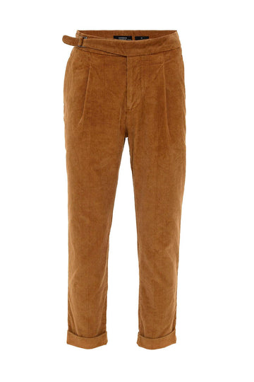 Pantalon en velours double jambe taille haute beige clair pour hommes - Wessi