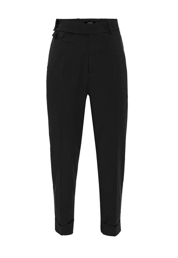 Men's Black High Waist Button Closure  Trousers - Wessi
