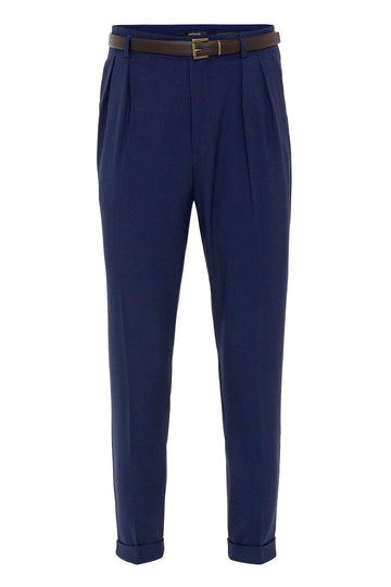 Pantalon Homme Bleu Marine Clair Taille Haute Ceinturé - Wessi