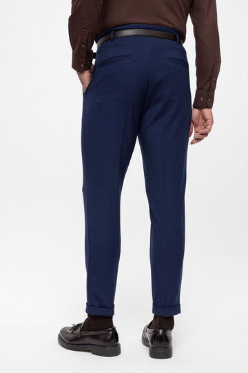Pantalon Homme Bleu Marine Clair Taille Haute Ceinturé - Wessi