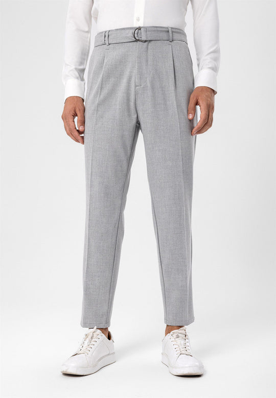 Pantalon Homme Gris Clair Taille Haute Fermeture Ceinture - Wessi