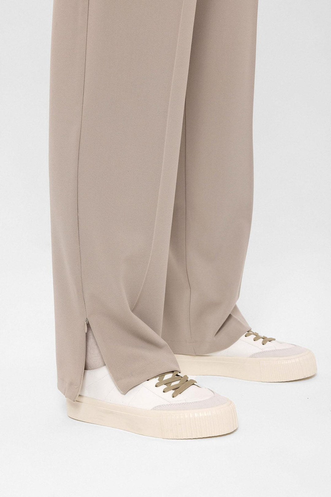 Men's Stone High Waist Zippered  Trousers - Wessi