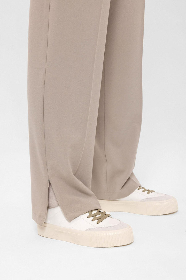 Men's Stone High Waist Zippered  Trousers - Wessi