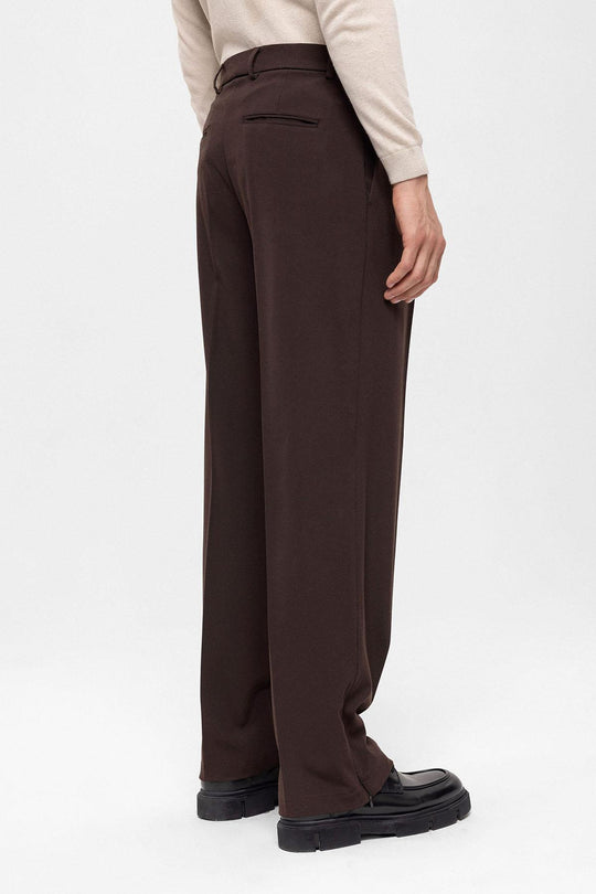 Pantalon Homme Marron Taille Haute Zippé - Wessi