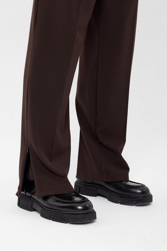 Pantalon Homme Marron Taille Haute Zippé - Wessi