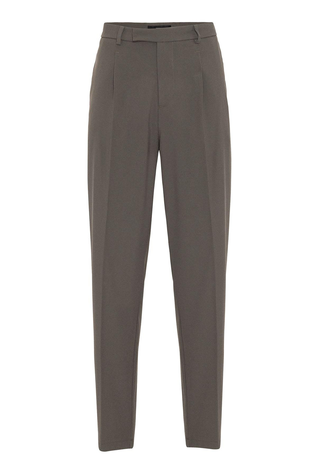 Pantaloni con cerniera a vita alta color kaki scuro da uomo - Wessi