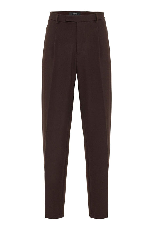 Pantalon Homme Marron Taille Haute Zippé - Wessi