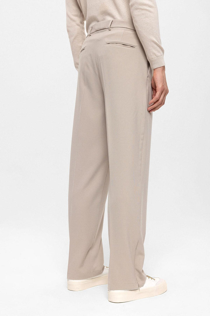 Men's Stone High Waist Zippered  Trousers - Wessi