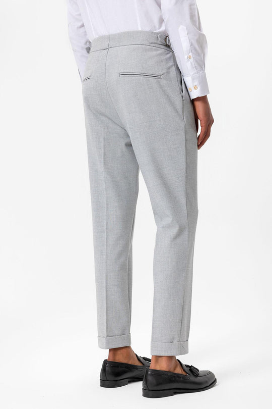 Pantalon Texturé Plissé Taille Haute Gris Homme - Wessi