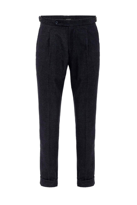 Pantalon Plissé Taille Haute Bleu Marine Homme - Wessi