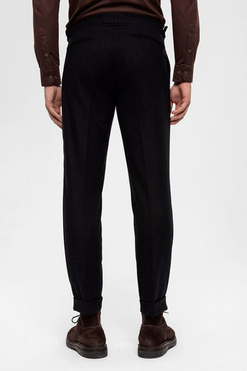 Pantalon Plissé Taille Haute Noir Homme - Wessi