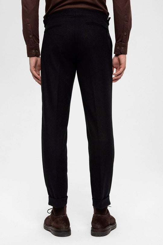 Pantalon Plissé Taille Haute Noir Homme - Wessi