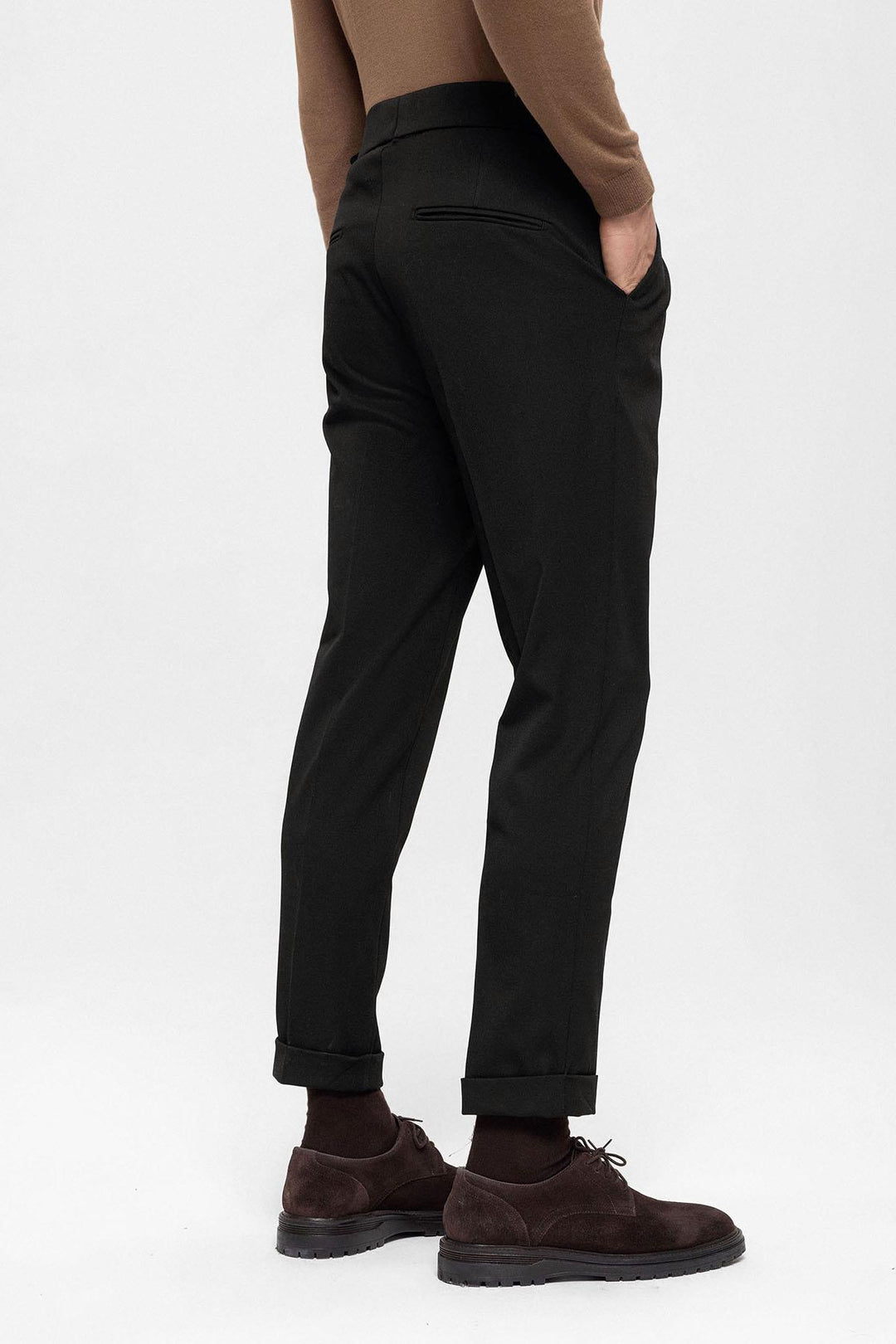 Men's Black High Waist Pleated  Trousers - Wessi