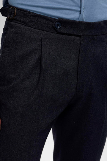 Pantalon Plissé Taille Haute Bleu Marine Homme - Wessi