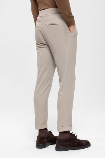 Pantalon Plissé Taille Haute Homme Vison - Wessi
