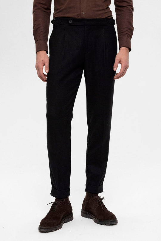 Pantalon Plissé Taille Haute Noir Homme - Wessi