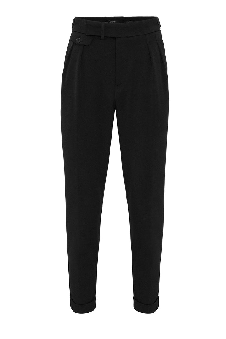 Men's Black High Waist Pleated  Trousers - Wessi