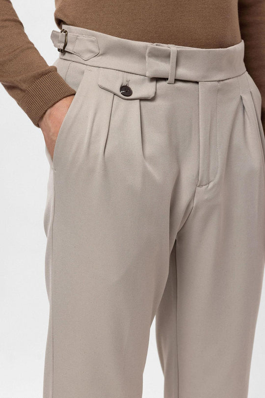 Pantalon Plissé Taille Haute Homme Vison - Wessi