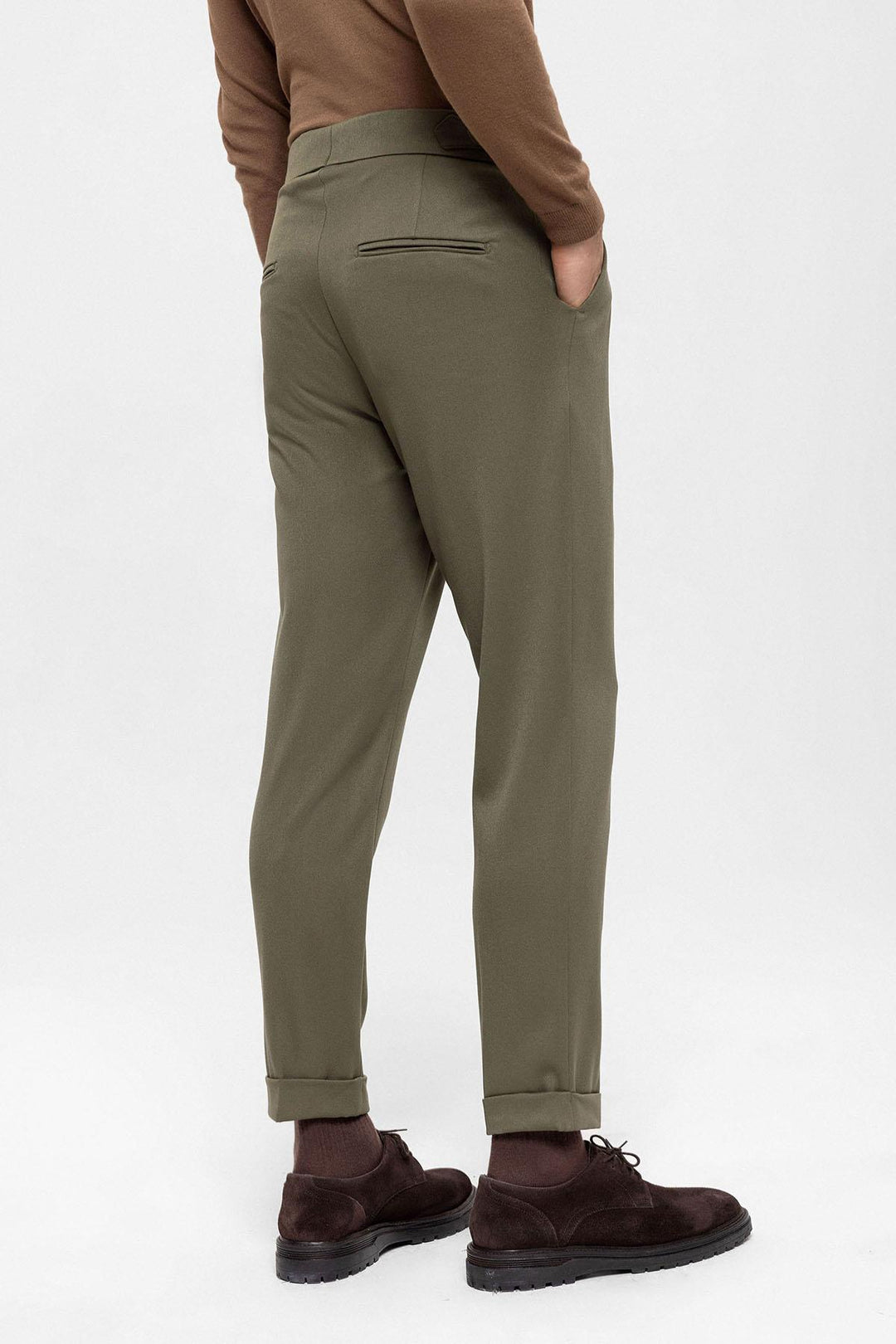 Men's Khaki High Waist Pleated  Trousers - Wessi
