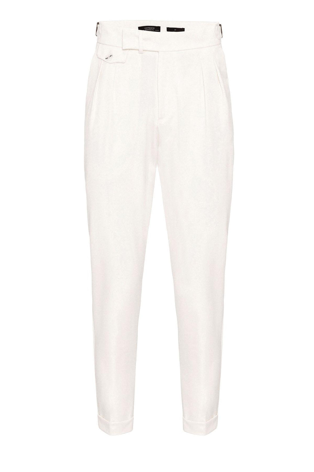 Men's Ecru High Waist Pleated  Trousers - Wessi