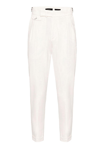 Pantalon Plissé Taille Haute Écru Homme - Wessi