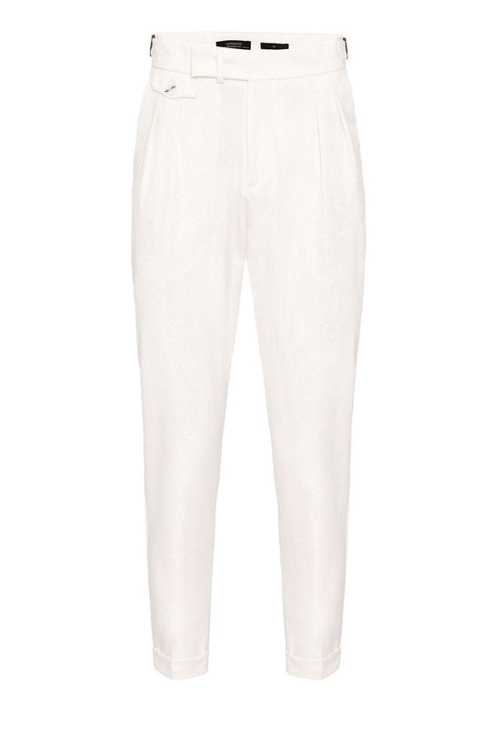 Pantalon Plissé Taille Haute Écru Homme - Wessi