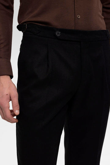 Pantalon Plissé Taille Haute Noir Homme - Wessi