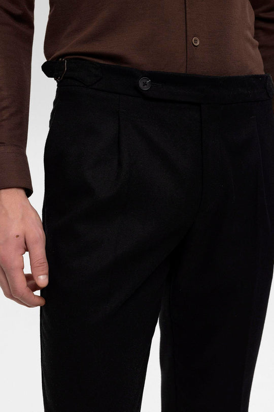 Pantalon Plissé Taille Haute Noir Homme - Wessi