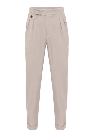 Pantalon Plissé Taille Haute Homme Vison - Wessi