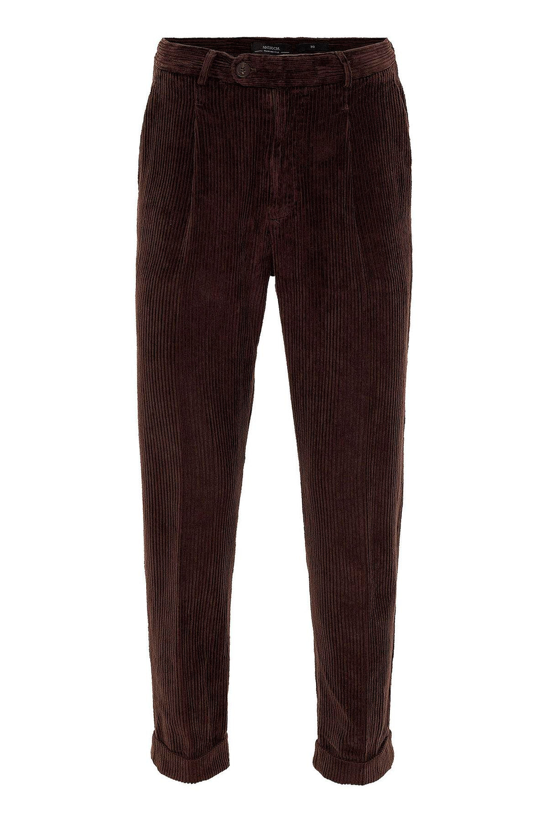 Men's Dark Brown High Waist Pleated Velvet  Trousers - Wessi
