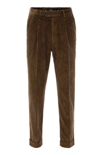 Pantalón de hombre de terciopelo plisado de talle alto en visón - Wessi