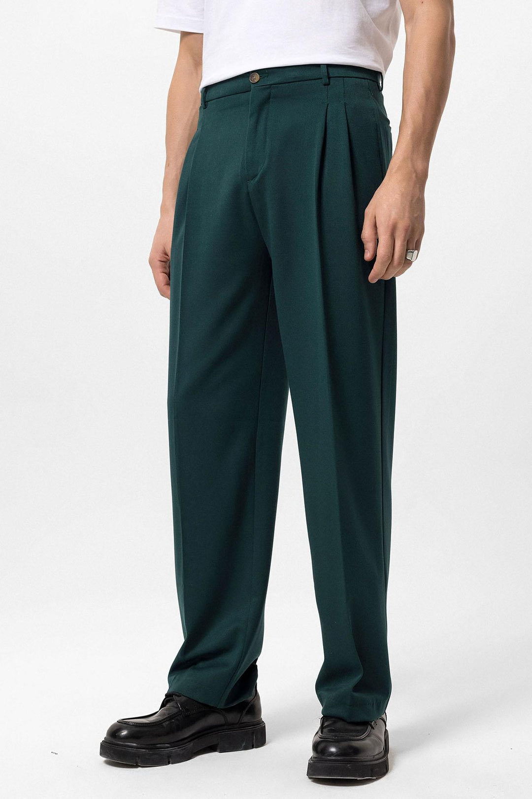 Men's Emerald High Waist Pleated Comfortable Fit  Trousers - Wessi