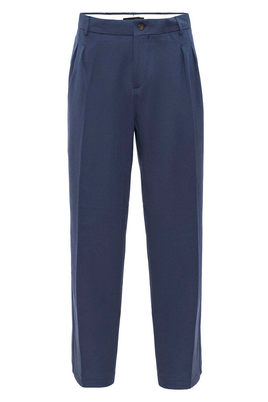 Pantalon Homme Indigo Taille Haute Plissé Coupe Confortable - Wessi