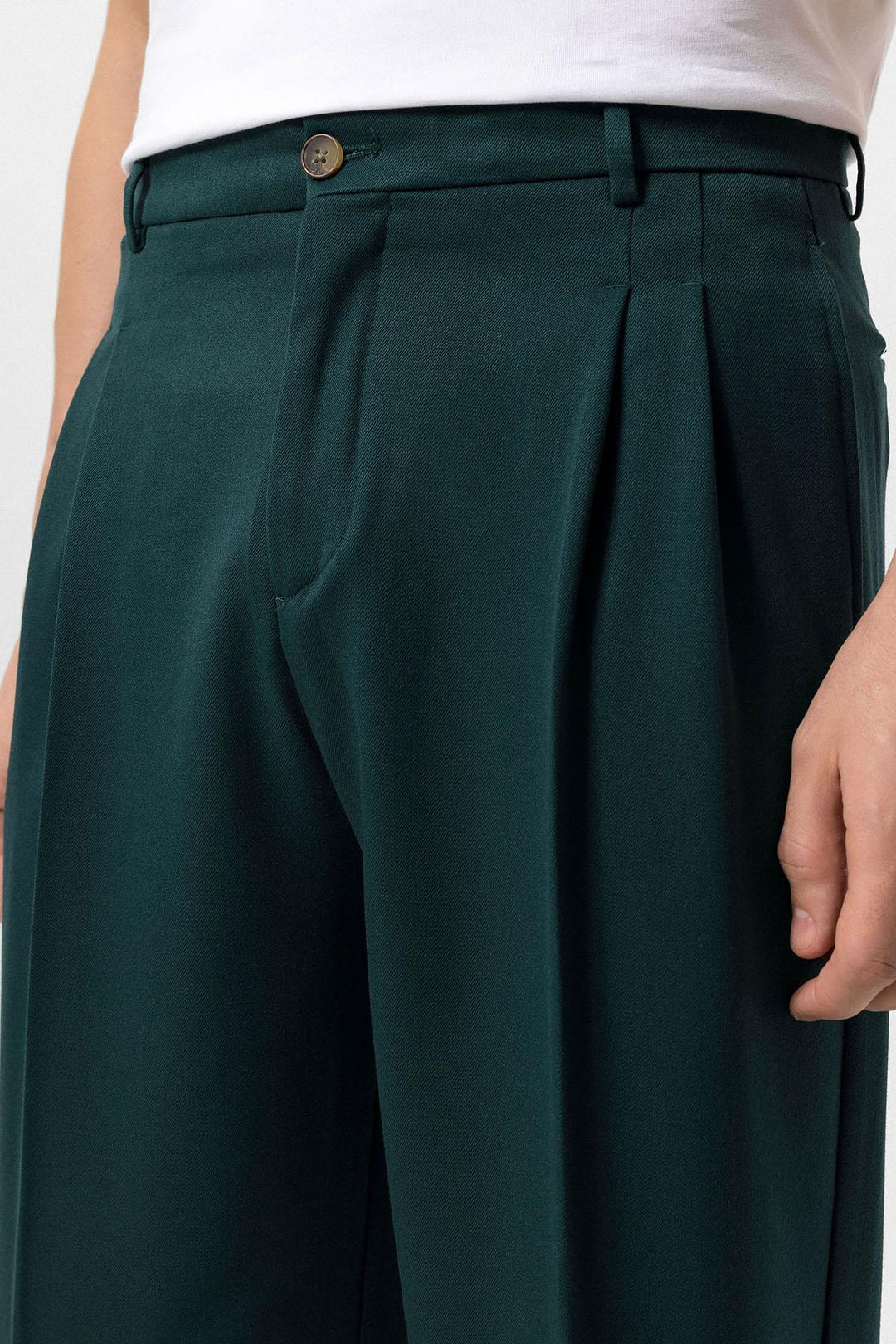 Men's Emerald High Waist Pleated Comfortable Fit  Trousers - Wessi