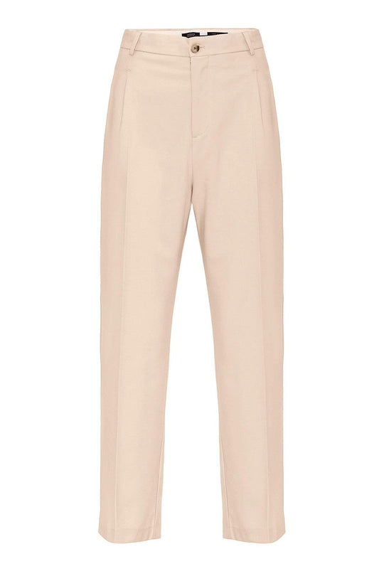 Pantalon Homme Beige Taille Haute Plissé Coupe Confortable - Wessi