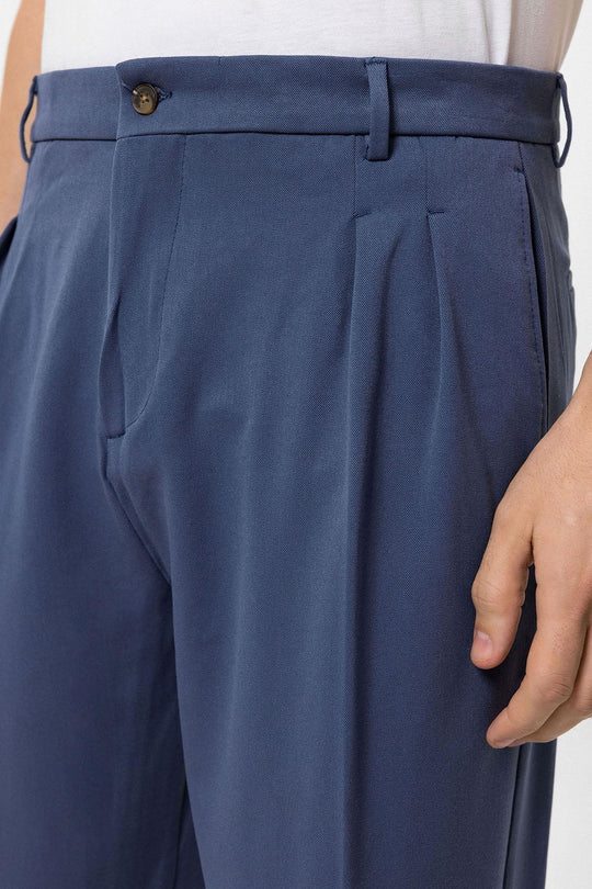 Pantalon Homme Indigo Taille Haute Plissé Coupe Confortable - Wessi