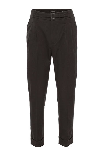 Pantalon Homme Marron Taille Haute Boucle Détaillé - Wessi