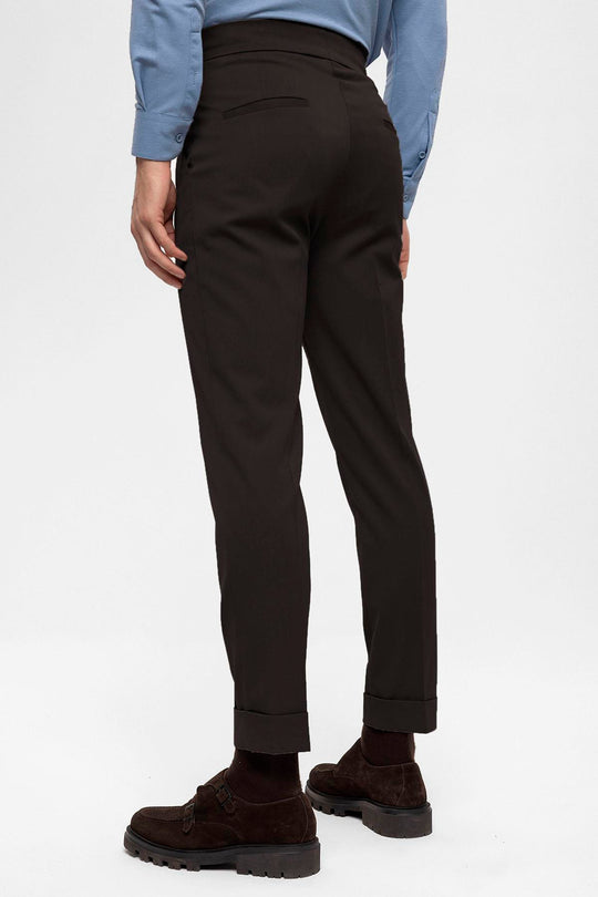 Pantalon Homme Marron Taille Haute Boucle Détaillé - Wessi